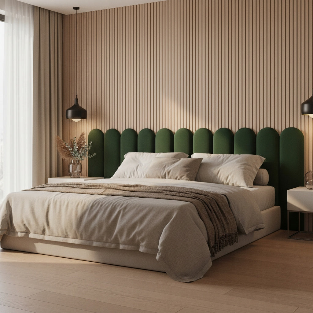 PANELE TAPICEROWANE WELUROWE ŚCIENNE ZIELONE WEZGŁOWIE