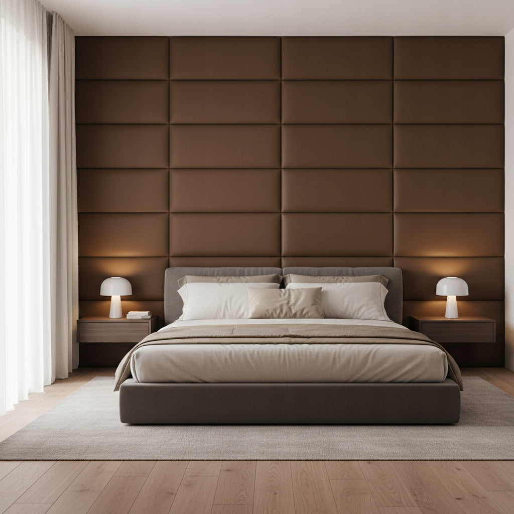 PANELE TAPICEROWANE 30X70 CM WELUROWE ŚCIENNE BRĄZOWE WEZGŁOWIE