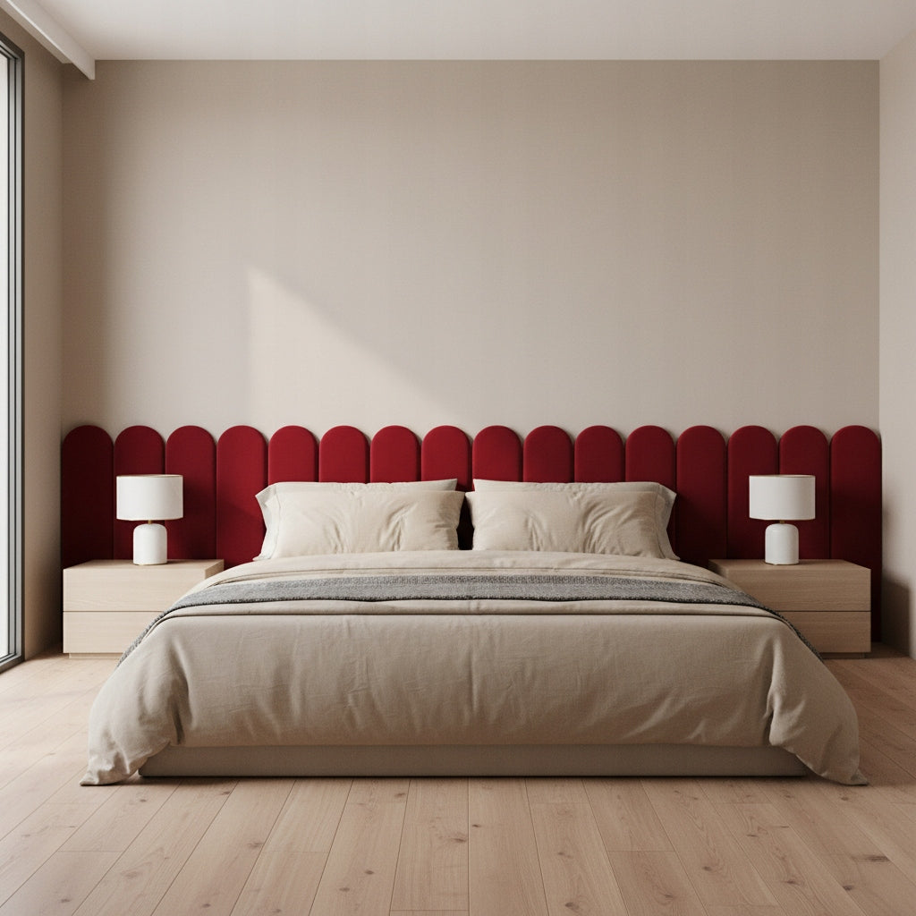 PANELE TAPICEROWANE WELUROWE ŚCIENNE CZERWONE WEZGŁOWIE
