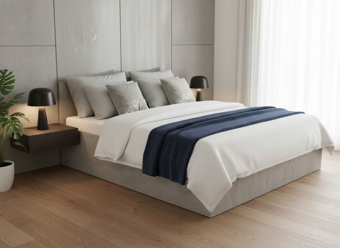 ŁÓŻKO PODNOSZONE BETON + STELAŻ METALOWY + POJEMNIK