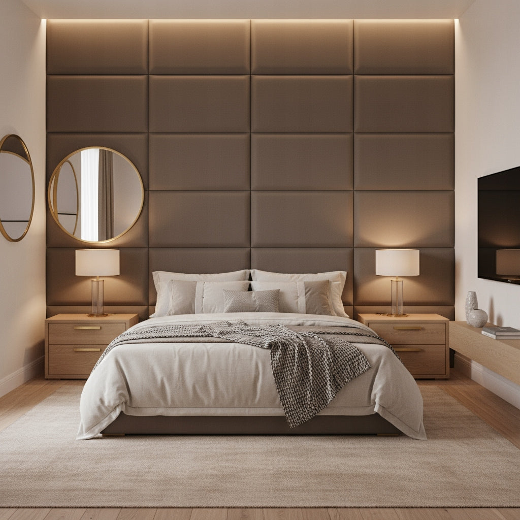 PANELE TAPICEROWANE 30X60 CM WELUROWE ŚCIENNE SZARE WEZGŁOWIE