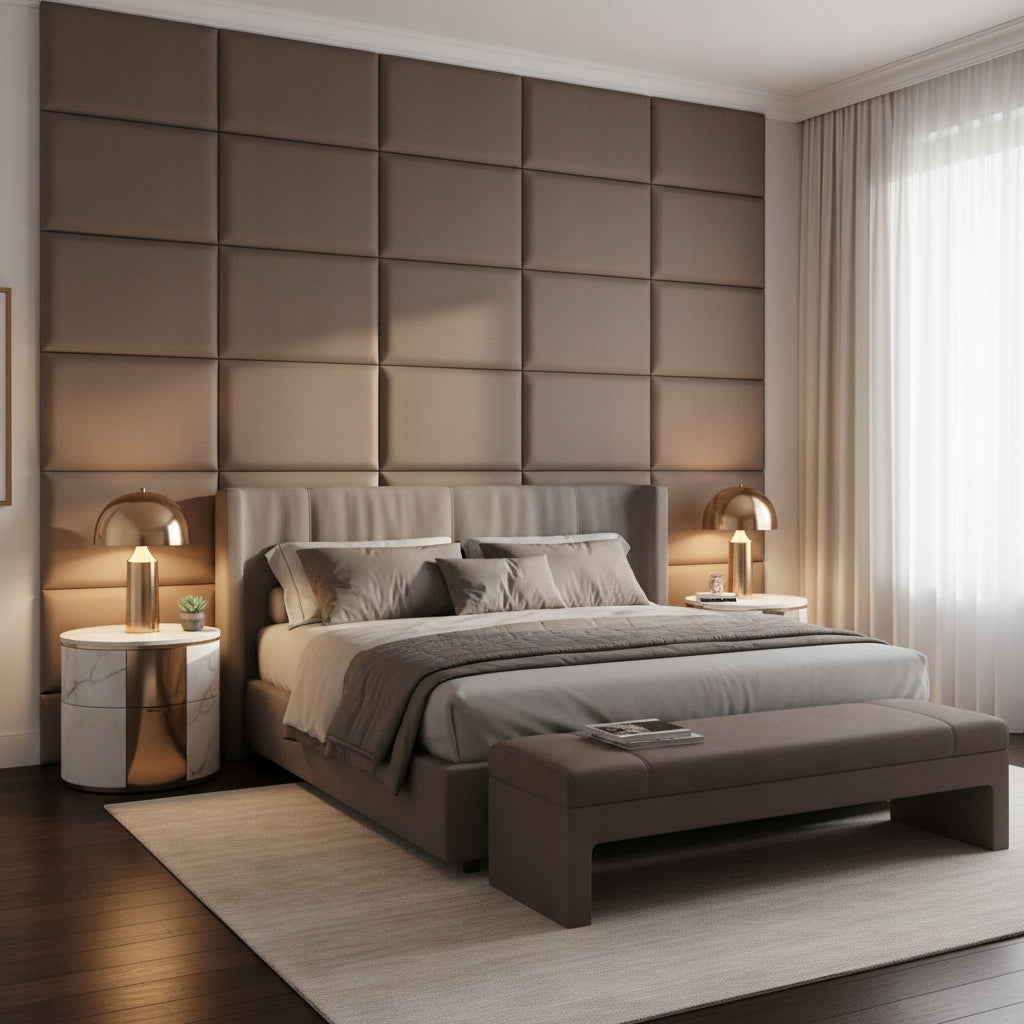 PANELE TAPICEROWANE 30X60 CM WELUROWE ŚCIENNE SZARE WEZGŁOWIE