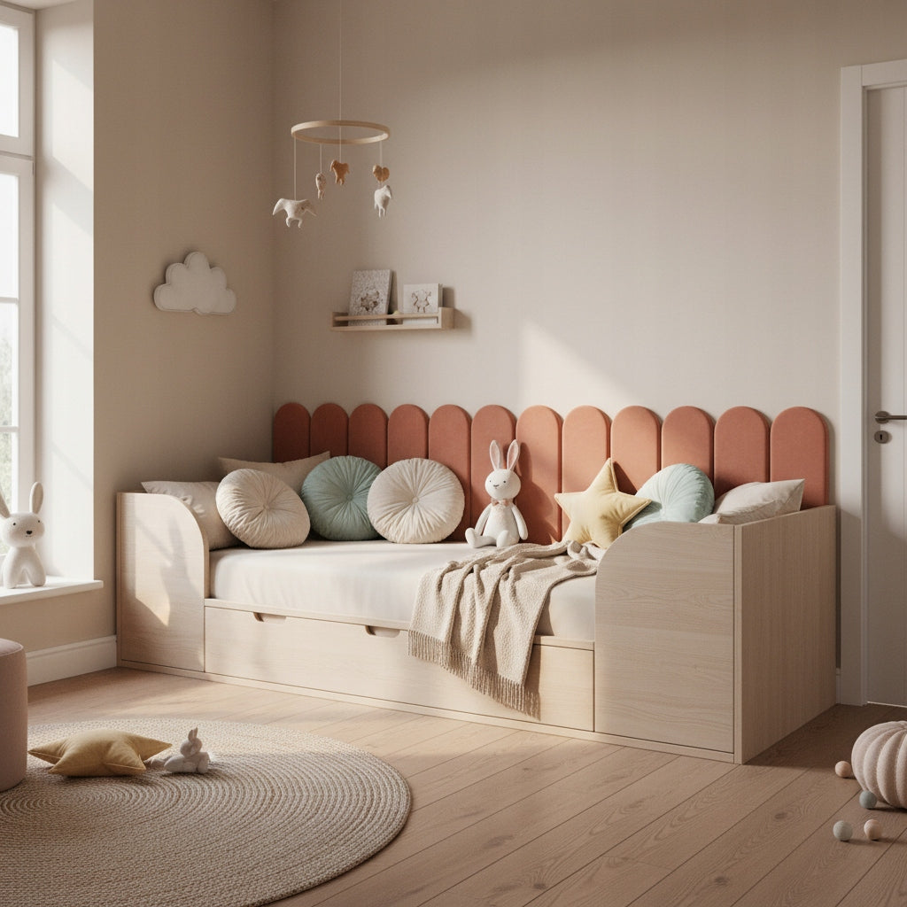 PANELE TAPICEROWANE WELUROWE ŚCIENNE RÓŻ INDYJSKI WEZGŁOWIE