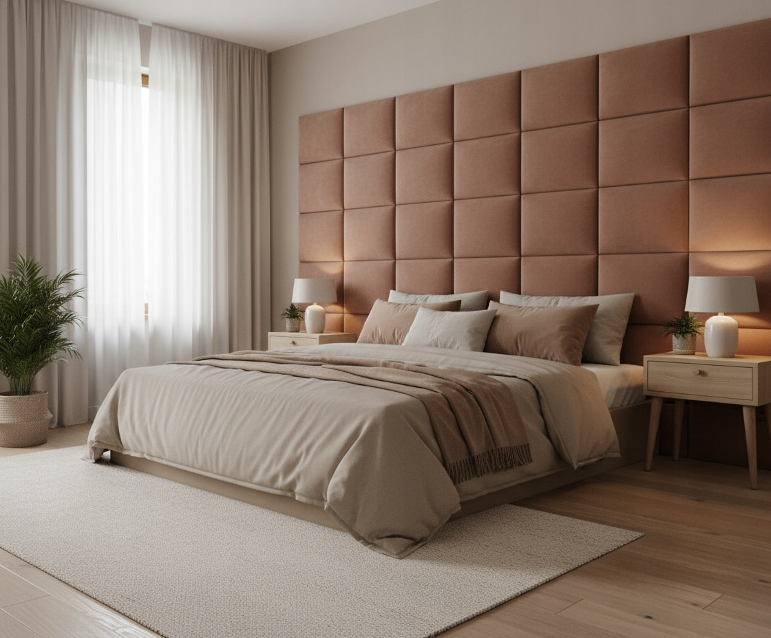 PANELE TAPICEROWANE 30X60 CM WELUROWE ŚCIENNE RÓŻ INDYJSKI WEZGŁOWIE