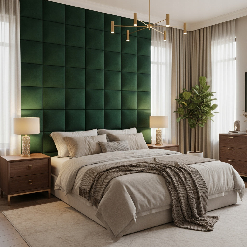 PANELE TAPICEROWANE WELUROWE ŚCIENNE BRĄZ WEZGŁOWIE