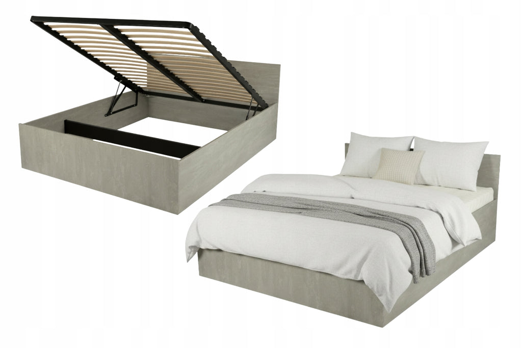 ŁÓŻKO PODNOSZONE BETON + STELAŻ METALOWY + POJEMNIK