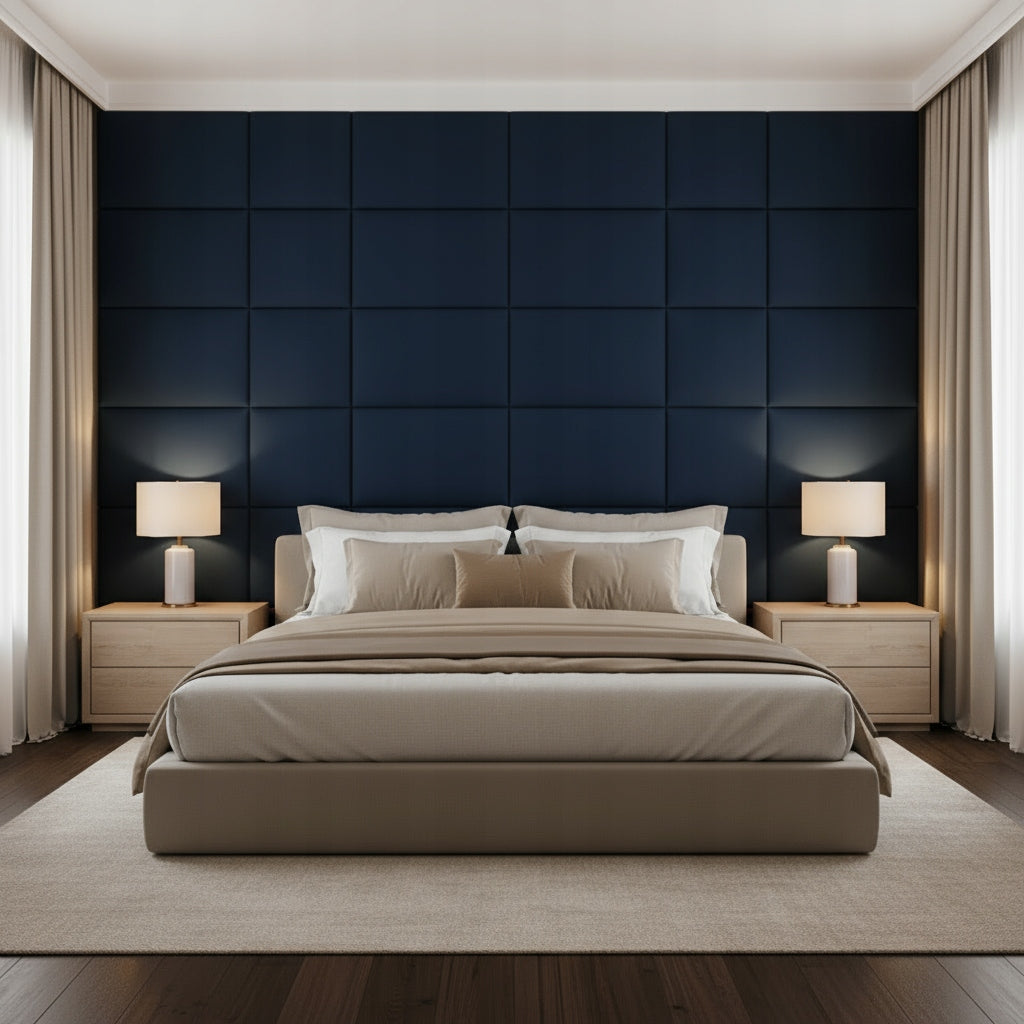 PANELE TAPICEROWANE 30X70 CM WELUROWE ŚCIENNE GRANATOWE WEZGŁOWIE