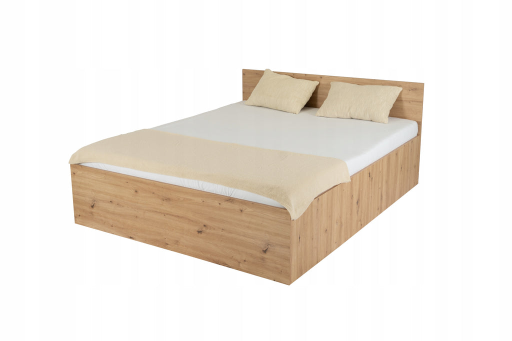 ŁÓŻKO PODNOSZONE DĄB ARTISAN + STELAŻ METALOWY + POJEMNIK