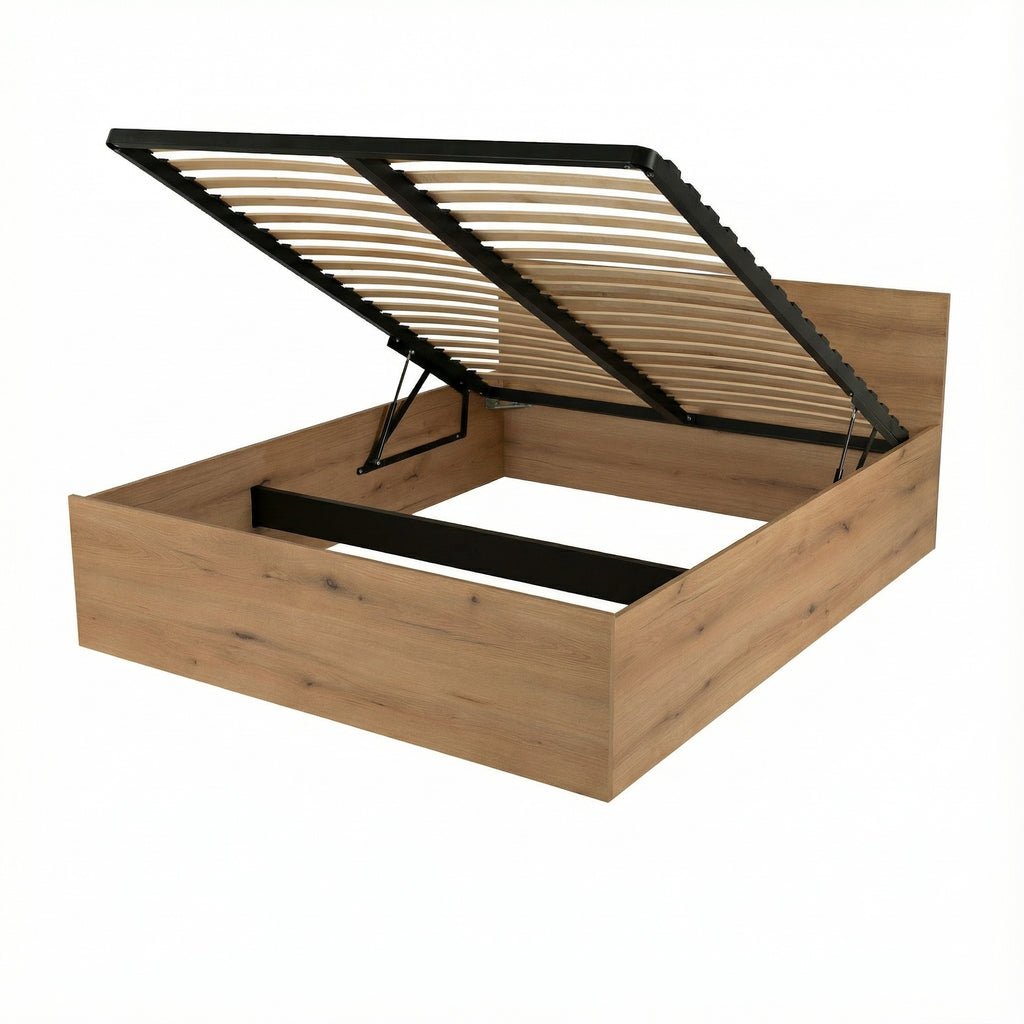 ŁÓŻKO PODNOSZONE DĄB EVOKE + STELAŻ METALOWY + POJEMNIK