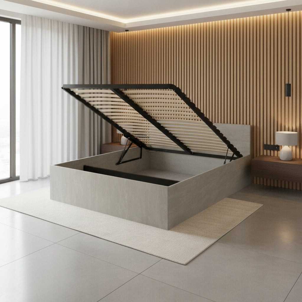 ŁÓŻKO PODNOSZONE BETON + STELAŻ METALOWY + POJEMNIK