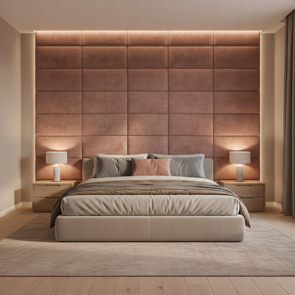 PANELE TAPICEROWANE 30X70 CM WELUROWE ŚCIENNE RÓŻ INDYJSKI WEZGŁOWIE