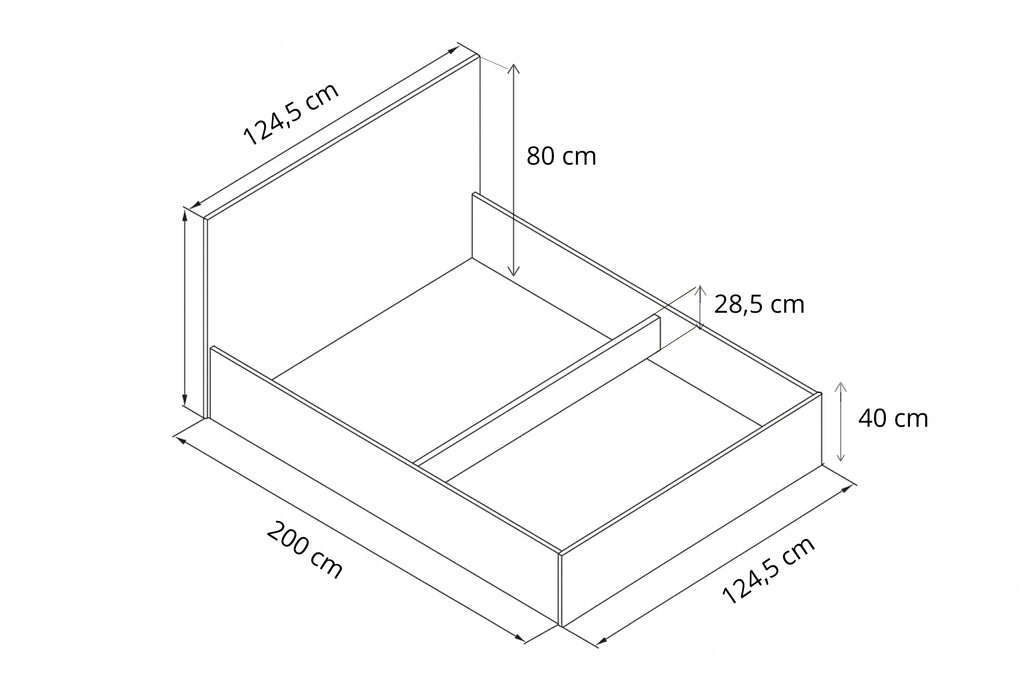 ŁÓŻKO PODNOSZONE BETON + STELAŻ METALOWY + POJEMNIK