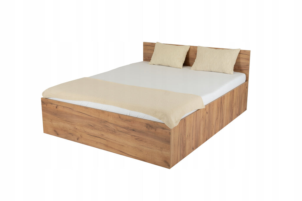 ŁÓŻKO PODNOSZONE DĄB KRAFT ZŁOTY + STELAŻ METALOWY + POJEMNIK